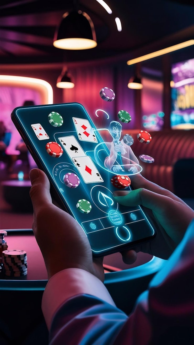 Antarmuka Texas Poker di fufuslot dengan kartu hole dan kartu komunitas